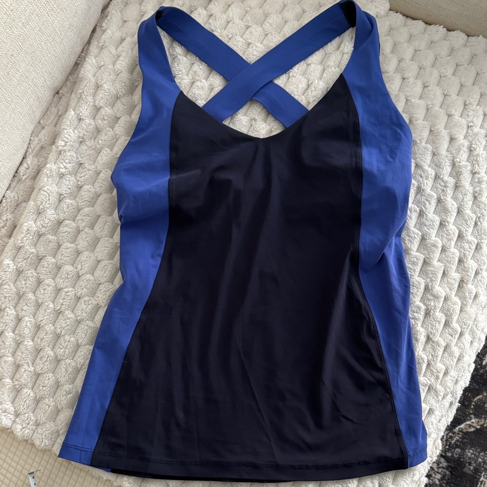 lululemon athletica Blue and Black Cross-Back athletic top